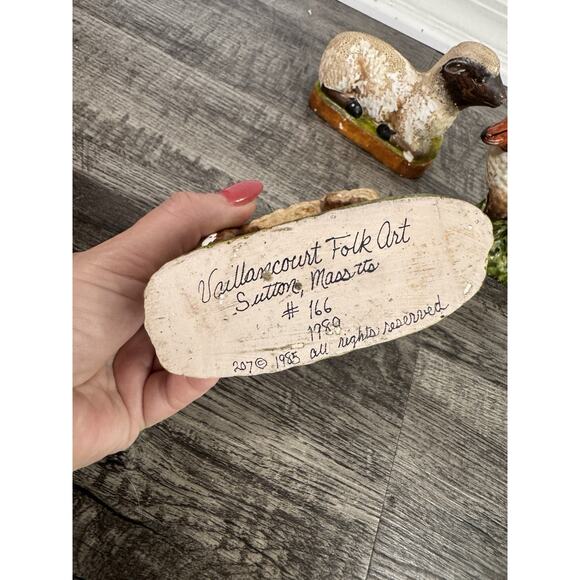 Vaillencourt Folk Art Chalkware Sheep Set #61 #166 #167 1980’s Rustic Primitive - Picture 4 of 16